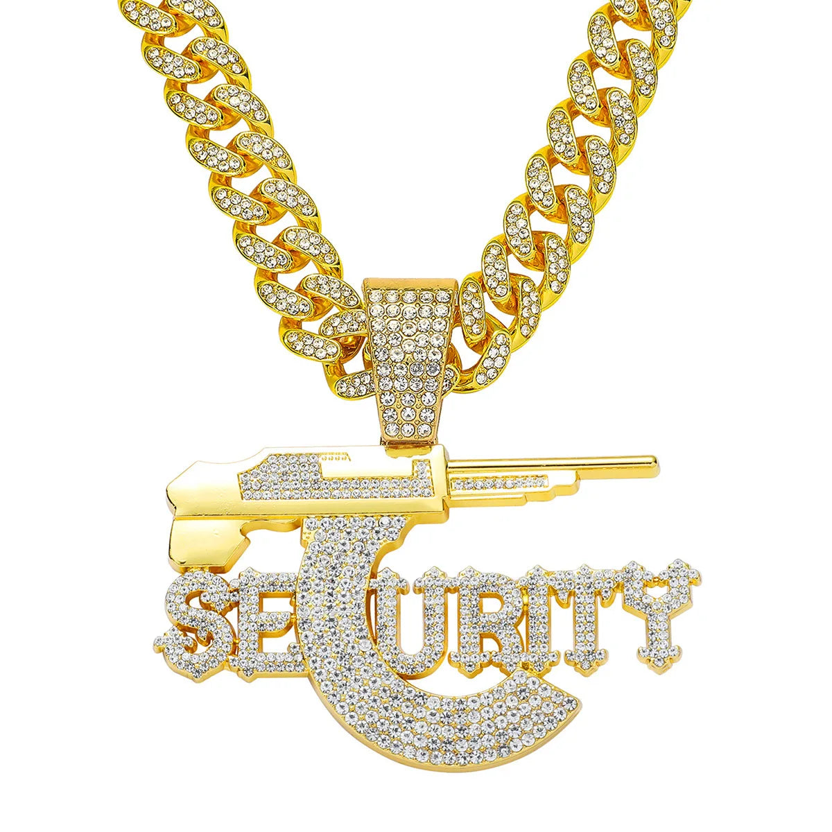 SECURITY Letters Pendant with Cuban Necklace HipHop Fashion