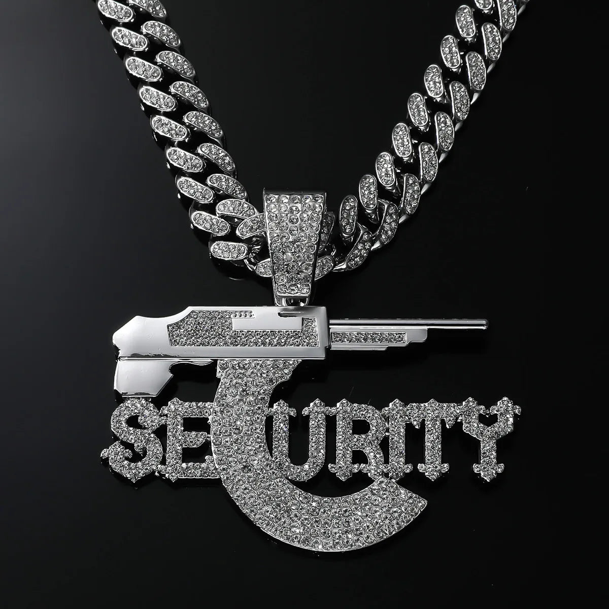 SECURITY Letters Pendant with Cuban Necklace HipHop Fashion