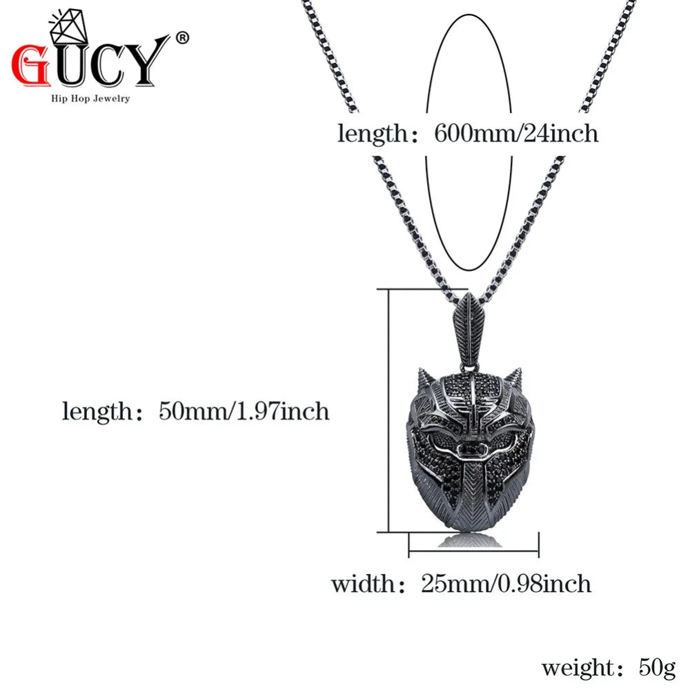 GUCY Hip Hop Masquerade Mask Pendant Necklace Iced Out