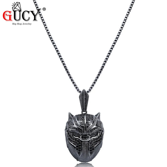 GUCY Hip Hop Masquerade Mask Pendant Necklace Iced Out