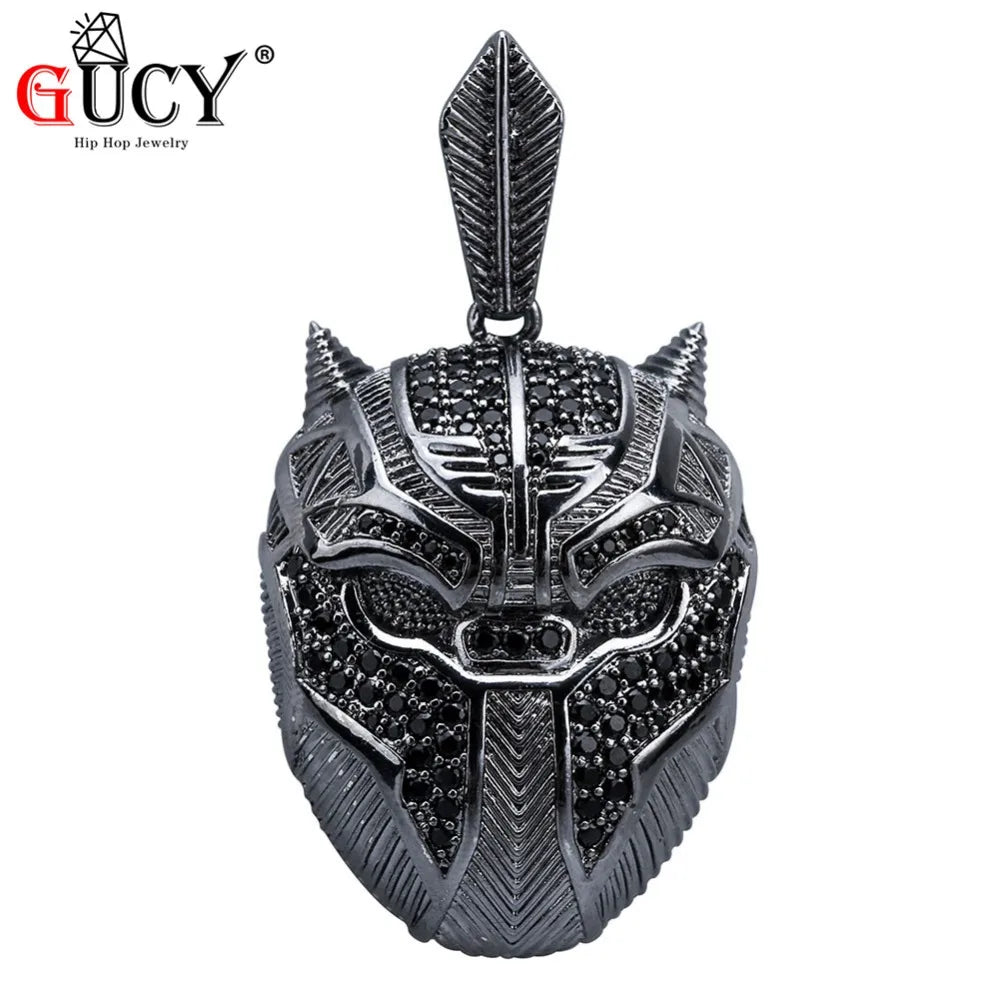 GUCY Hip Hop Masquerade Mask Pendant Necklace Iced Out