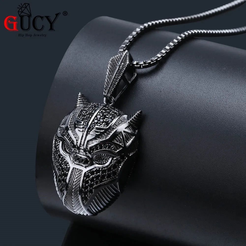 GUCY Hip Hop Masquerade Mask Pendant Necklace Iced Out