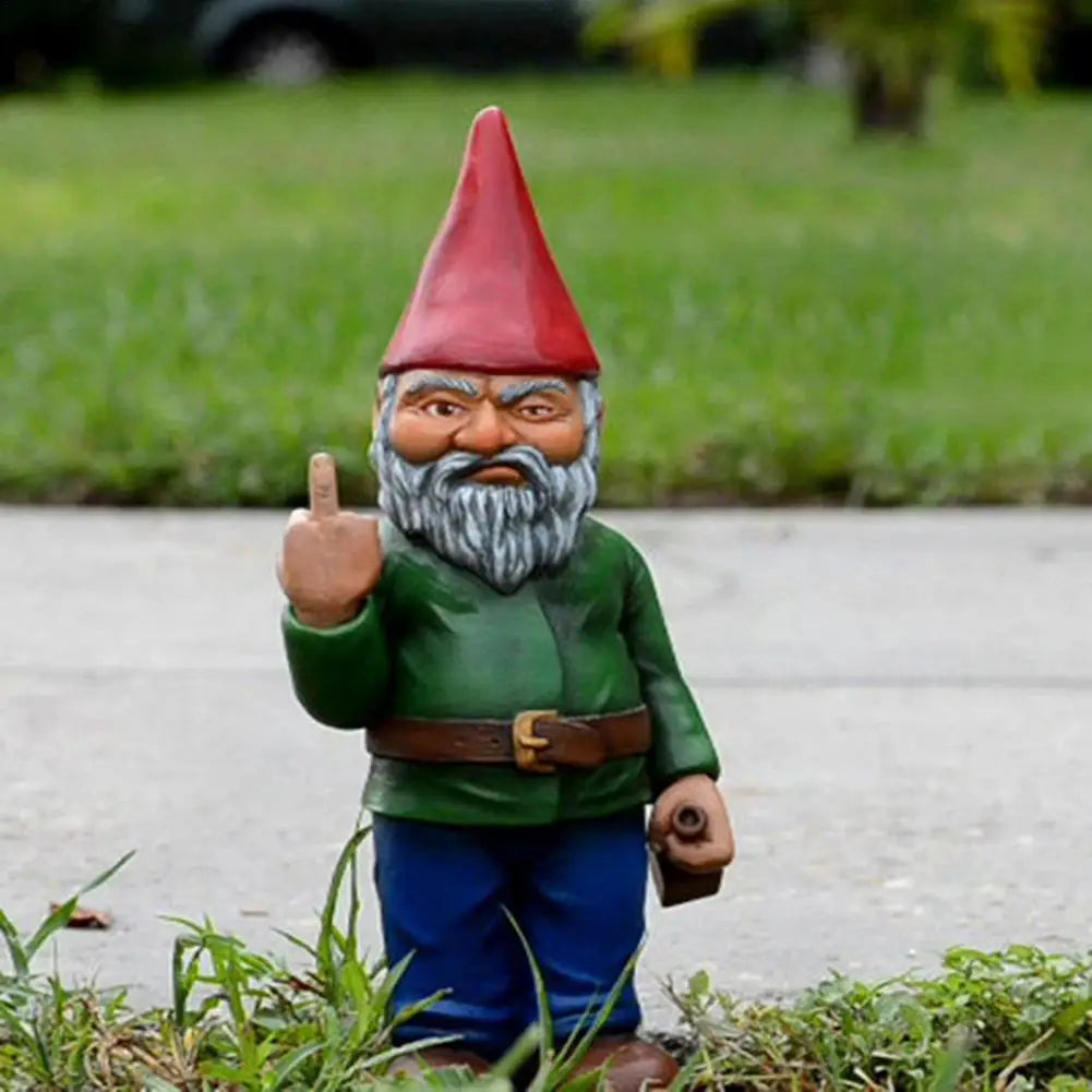 Naughty Garden Gnome Funny Middle Finger
