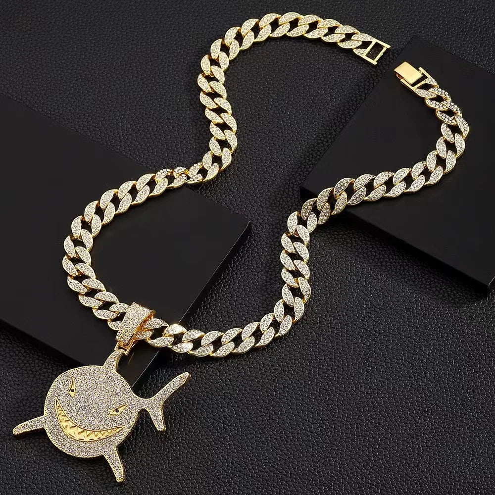 Big Shark Pendant with Cuban Necklace Hiphop Street Fashion