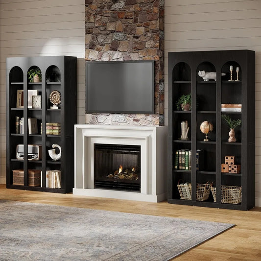 5-Tier Arched Bookshelf, 70.87-Inch Mid Century Gothic