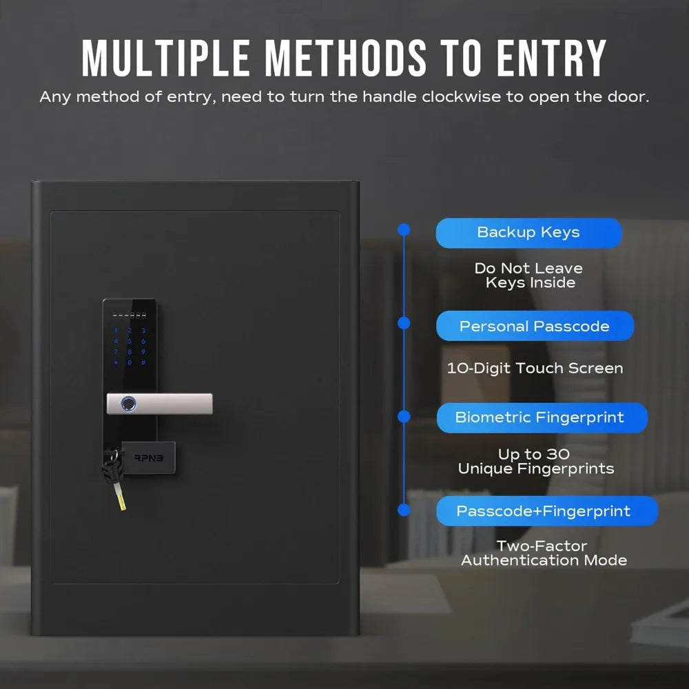 Deluxe Home Safe and Lock, Smart Touch Screen Biometric Fingerprint Security Safe with Voice Prompt