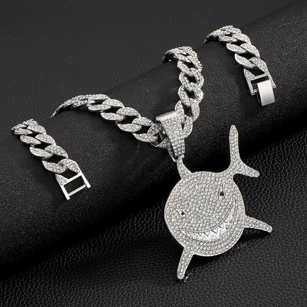 Big Shark Pendant with Cuban Necklace Hiphop Street Fashion