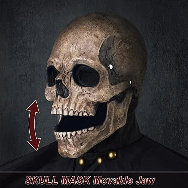 Halloween Mask Full Head Skull Mask Moveable Mouth