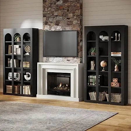 5-Tier Arched Bookshelf, 70.87-Inch Mid Century Gothic