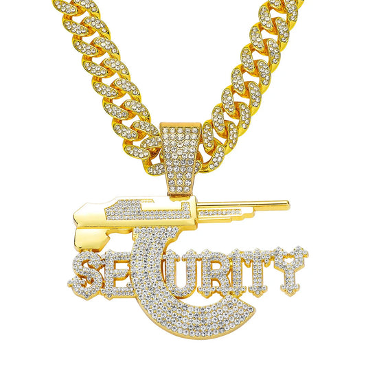 SECURITY Letters Pendant with Cuban Necklace HipHop Fashion