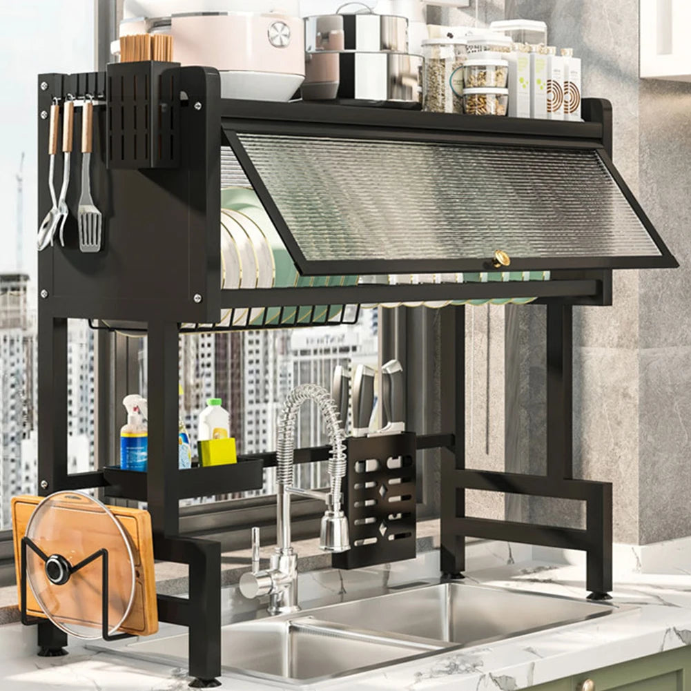 Organizer 3-TierLarge Over The Sink Dish Rack with Cover