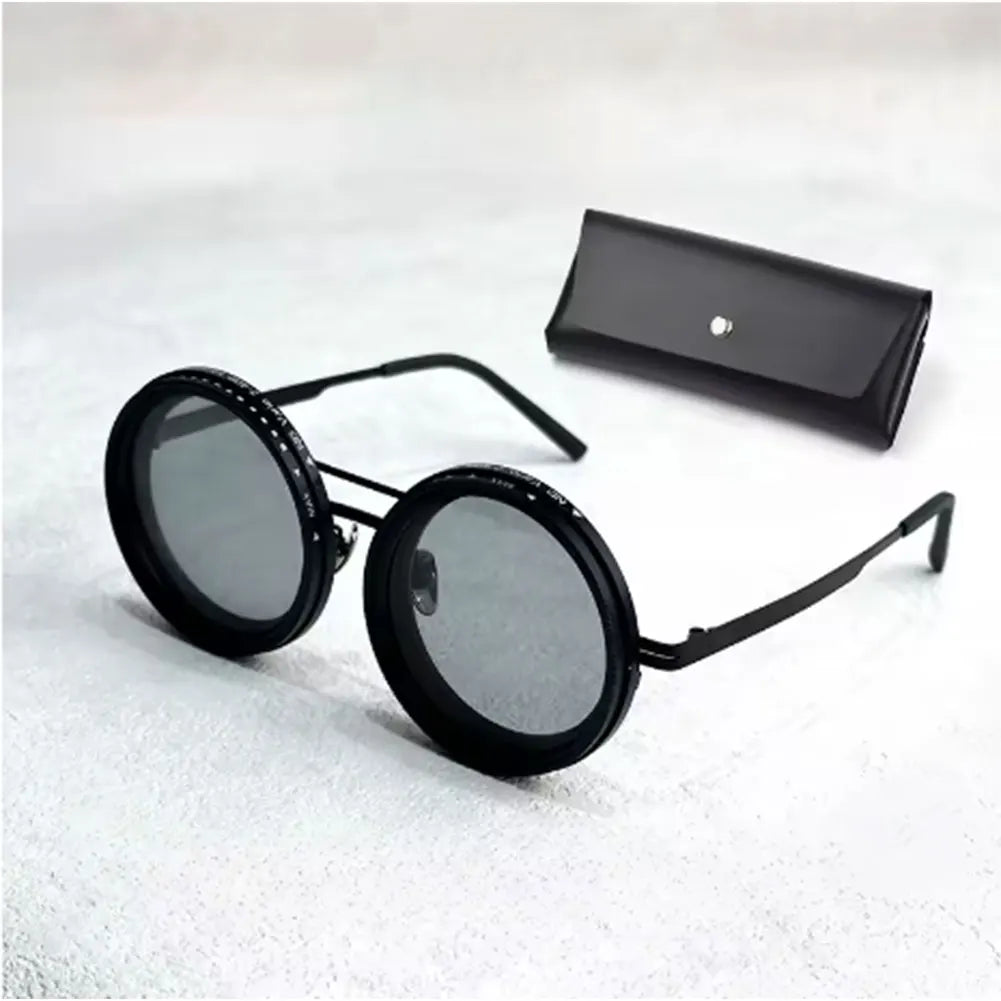 ND9 adjustable dimming Retro Punk round men's outdoor fishing UV400 polarized driving sunglasses