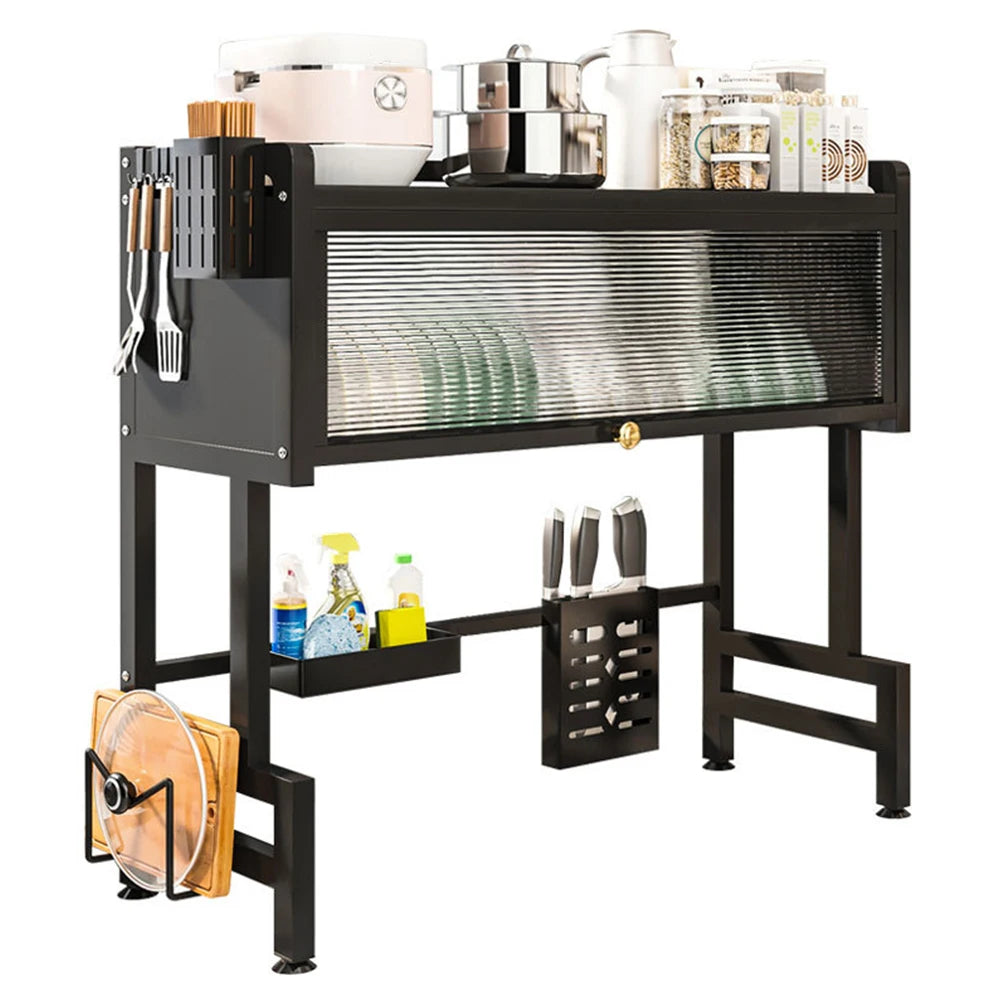 3-Tier Multi-Functional Kitchen Organizer Large Over The Sink Dish Rack with Cover