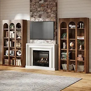 5-Tier Arched Bookshelf, 70.87-Inch Mid Century Gothic