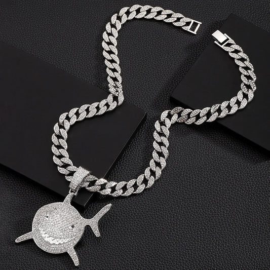 Big Shark Pendant with Cuban Necklace Hiphop Street Fashion