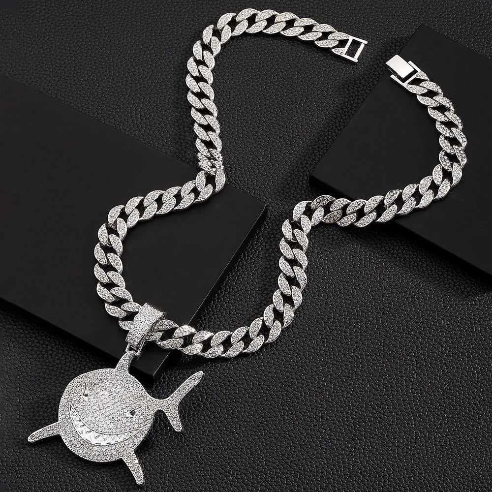 Big Shark Pendant with Cuban Necklace Hiphop Street Fashion