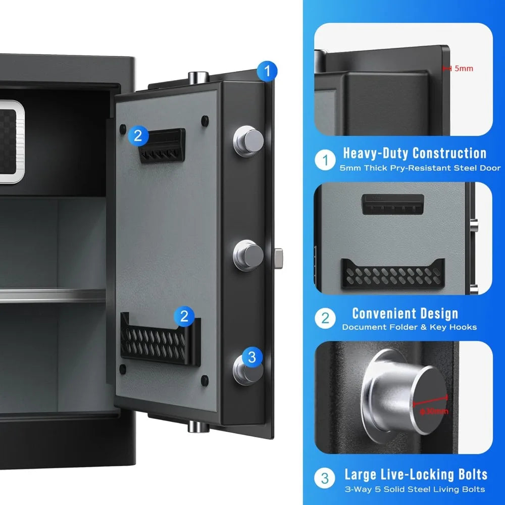 Deluxe Home Safe and Lock, Smart Touch Screen Biometric Fingerprint Security Safe with Voice Prompt