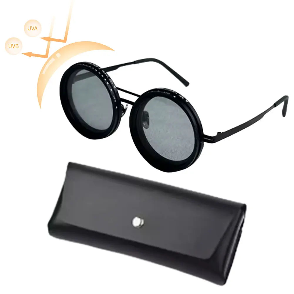ND9 adjustable dimming Retro Punk round men's outdoor fishing UV400 polarized driving sunglasses
