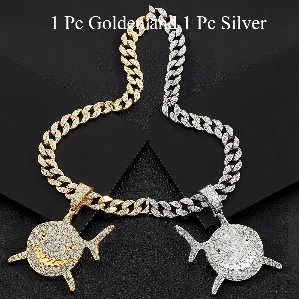 Big Shark Pendant with Cuban Necklace Hiphop Street Fashion
