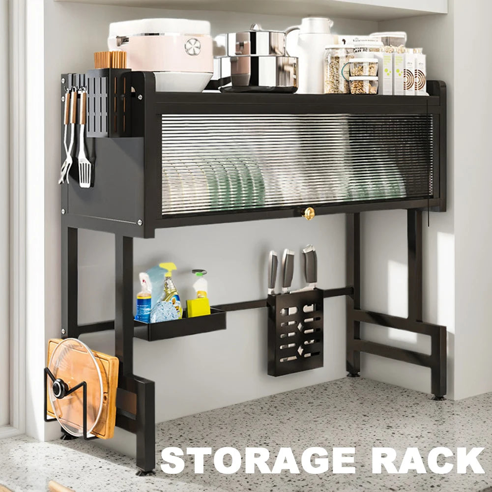 3-Tier Multi-Functional Kitchen Organizer Large Over The Sink Dish Rack with Cover