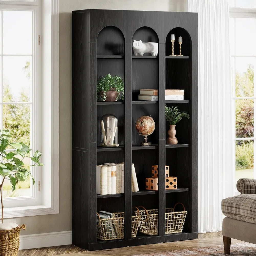 5-Tier Arched Bookshelf, 70.87-Inch Mid Century Gothic